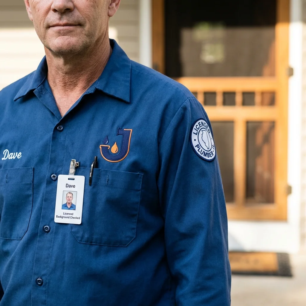 Licensed plumber showing ID badge in Pelican Rapids, MN