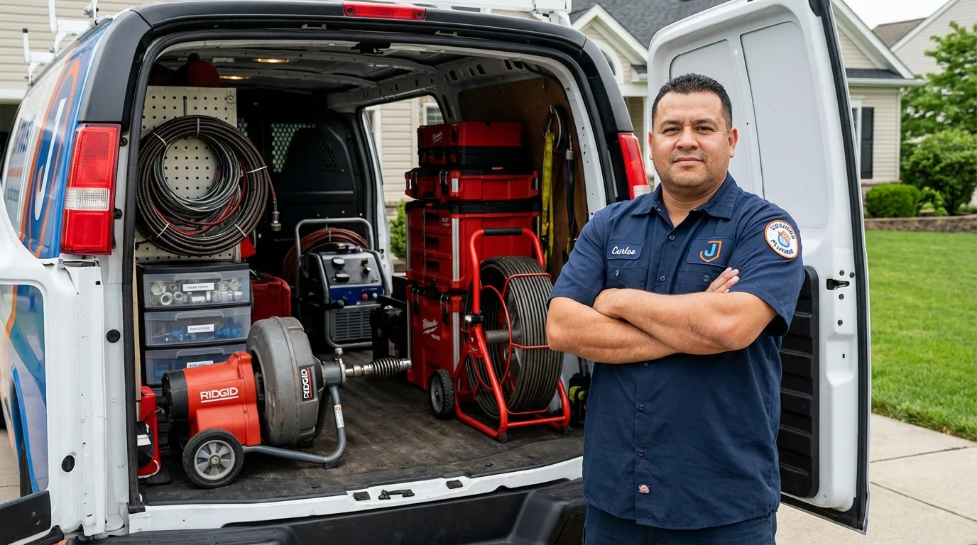 Professional drain cleaning equipment and Johns Plumbing LLC plumber in Pelican Rapids