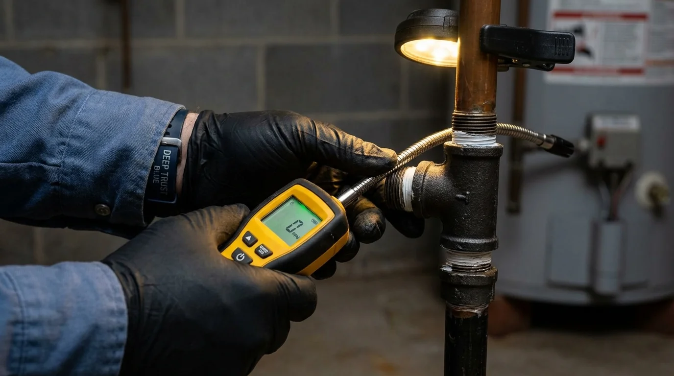 Gas leak detection with electronic sniffer by Johns Plumbing LLC in Pelican Rapids